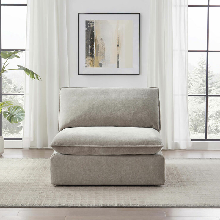 Aiden & Ivy Sereen Beige Fabric Armless Chair Aiden & Ivy Sereen Beige Fabric Armless Chair