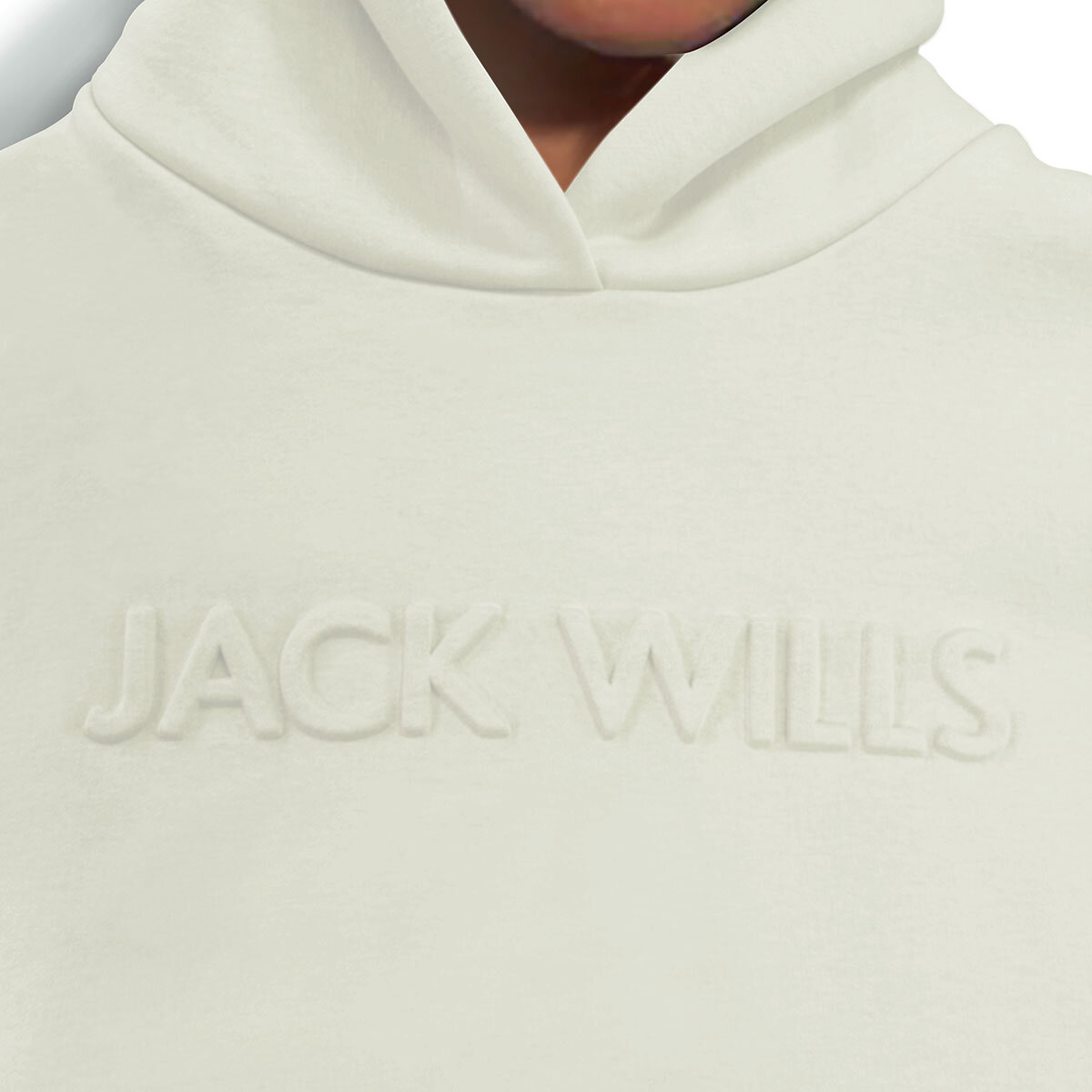 Jack Wills Ladies Embossed Logo Hoody in Beige