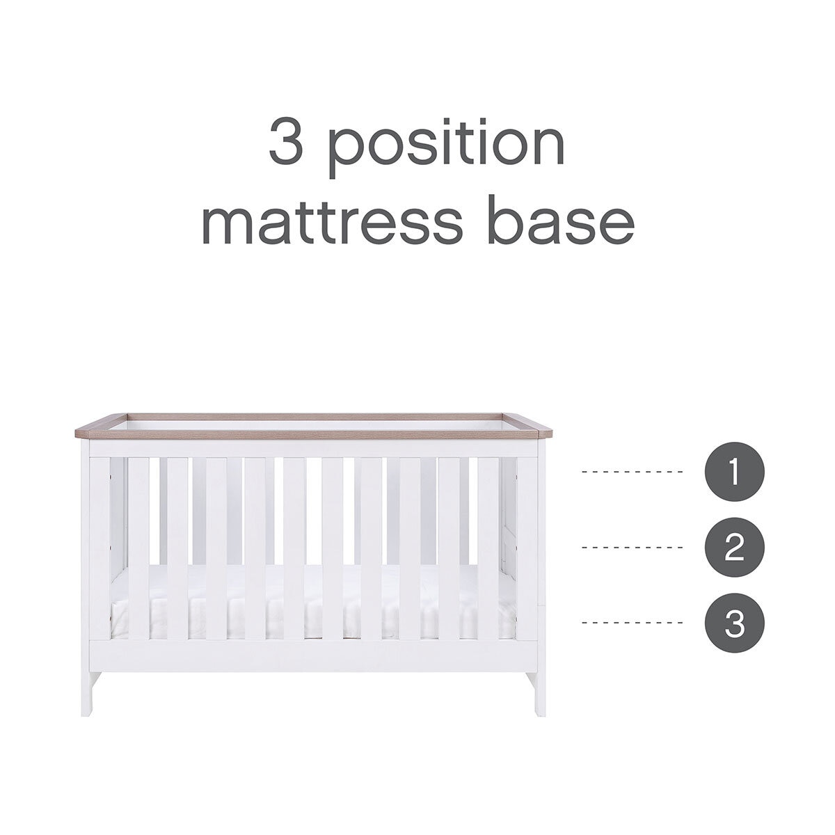 Tutti Bambini Verona Cot Bed with Sprung Mattress, White & Oak Finish