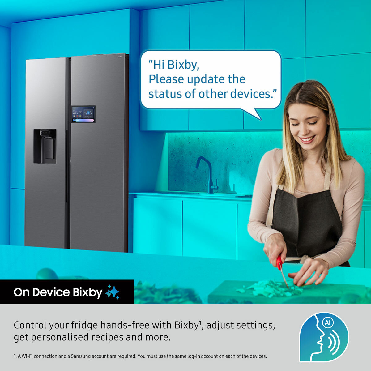 Samsung Bespoke RS80F66KBFEU Side by Side Fridge Freezer, B Rated in Black Samsung Bespoke RS80F66KBFEU Side by Side Fridge Freezer, B Rated in Black