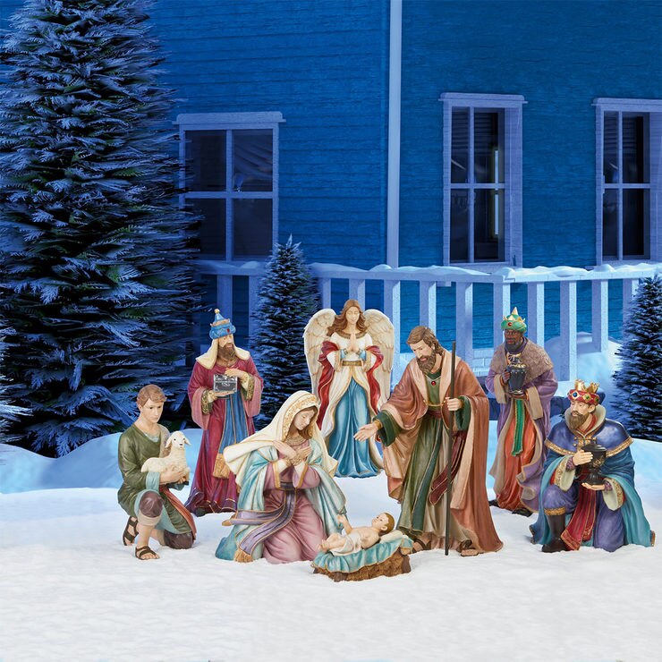 9 Piece Indoor Outdoor Handcrafted Polyresin Nativity Set 9 Piece Indoor Outdoor Handcrafted Polyresin Nativity Set