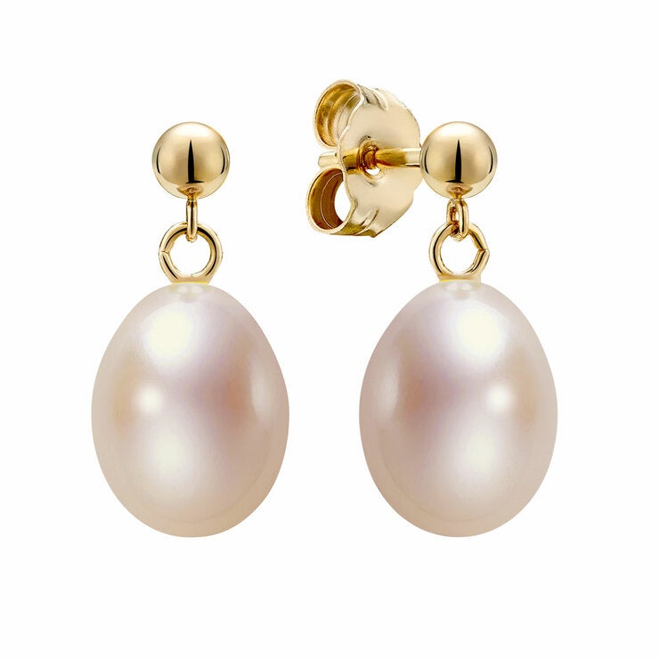6.5-7mm Cultured Freshwater Pink Pearl Earring & Necklace Set, 14ct Yellow Gold 6.5-7mm Cultured Freshwater Pink Pearl Earring & Necklace Set, 14ct Yellow Gold