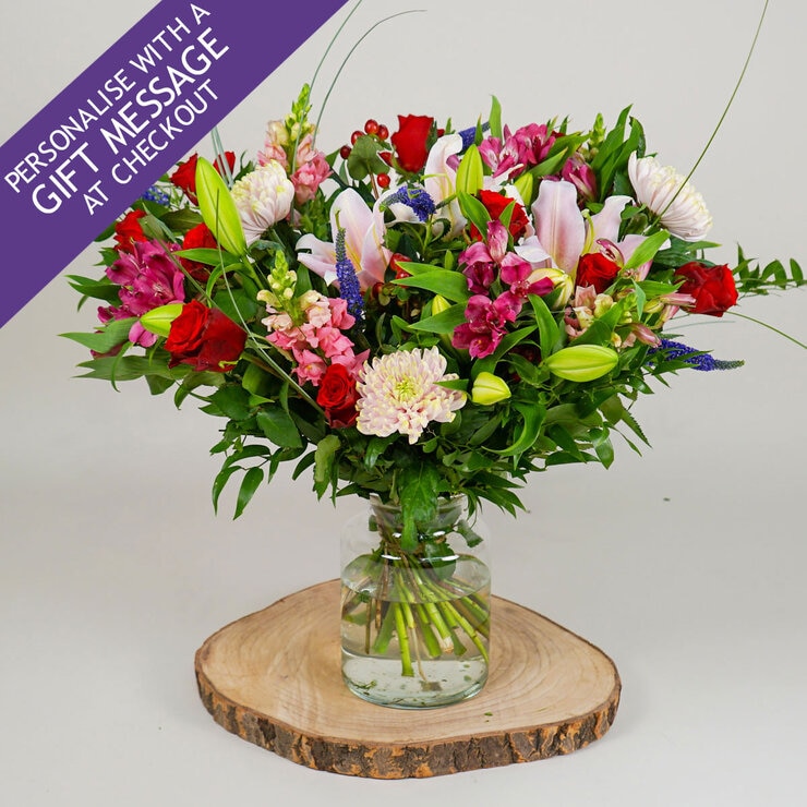 48 Stem Crimson Whisper Flower Bouquet with Greetings Card 48 Stem Crimson Whisper Flower Bouquet with Greetings Card