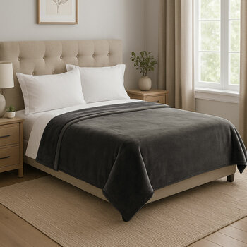 Kirkland Signature Grey Queen Plush Blanket, 248 x 233 cm