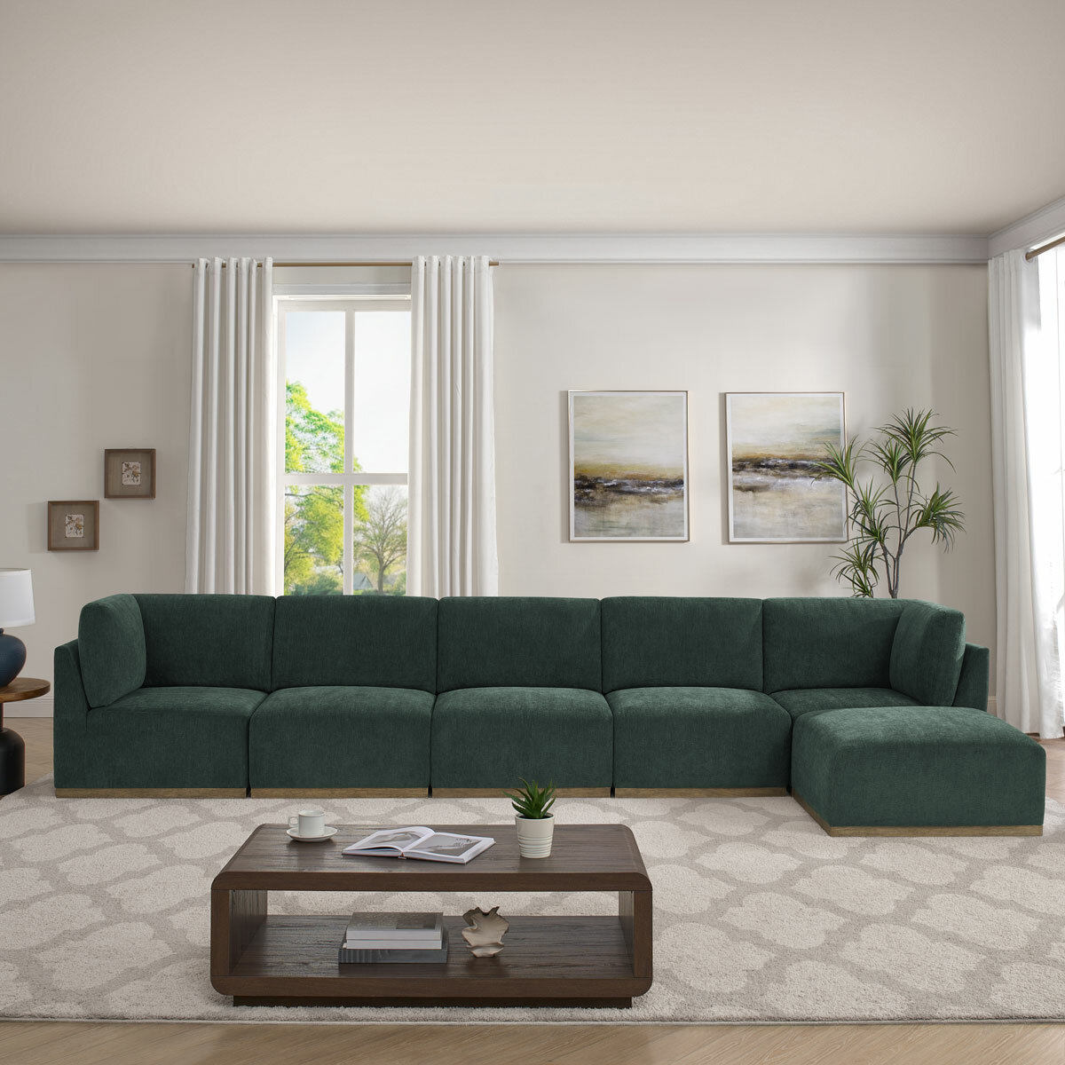 Henredon Murphy Green 6 Piece Modular Fabric Sofa