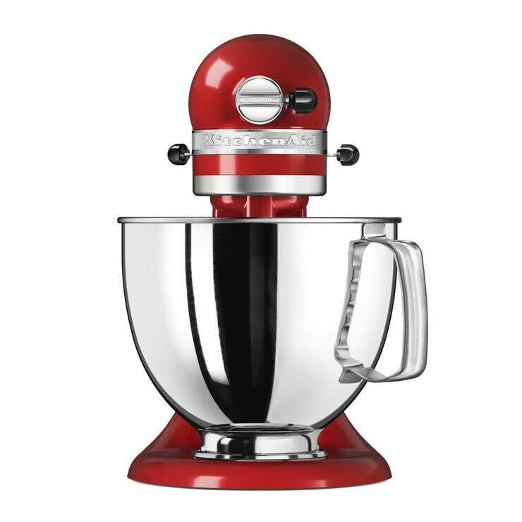 Front Profile of KitchenAid Mixer 4.8L Artisan Empire Red Stand Mixer with attachments