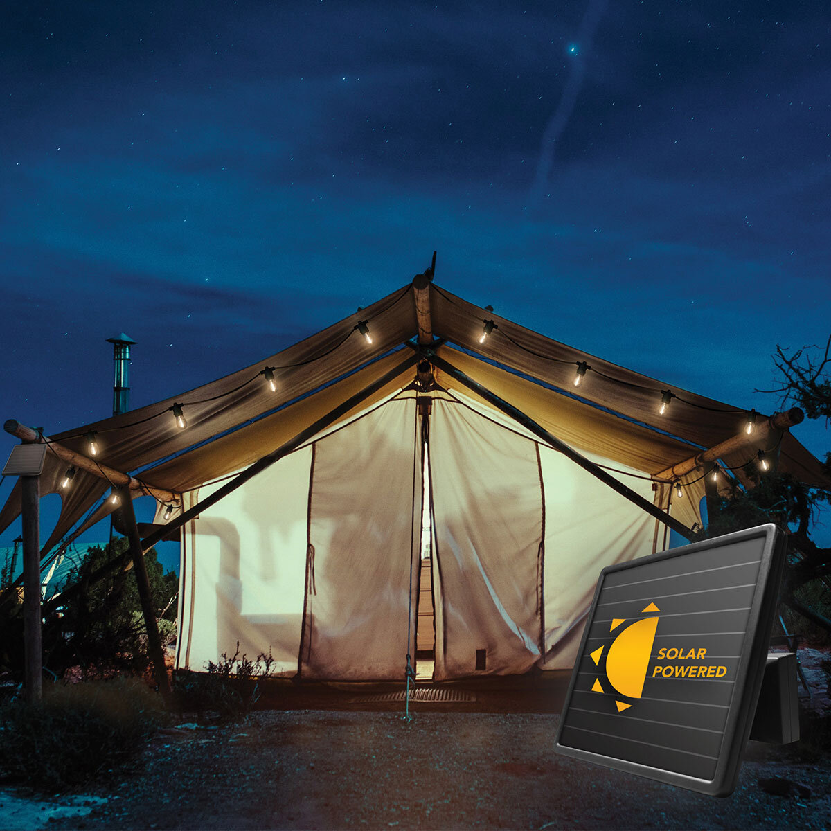 Lifestyle image of lights in outdoor setting