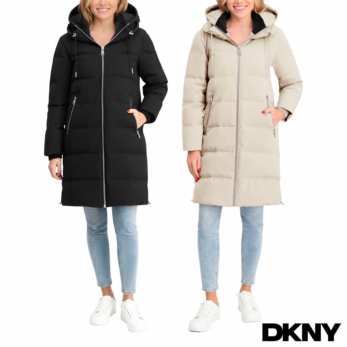 DKNY Women's Long Down Coat with Hood DKNY Women's Long Down Coat with Hood