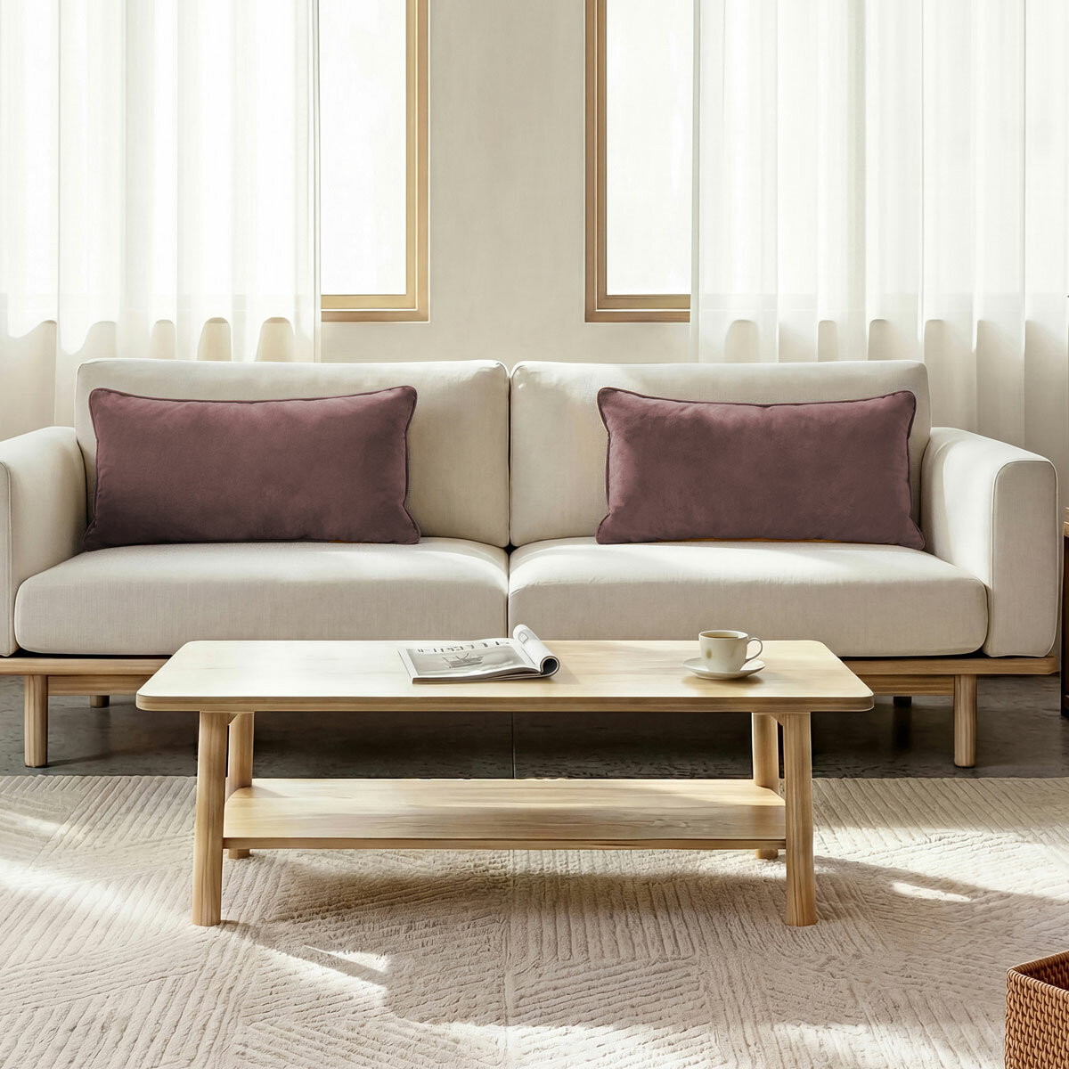 Sutton Place Collection Brown Velvet Cushion 2 Pack, 35 x 55 cm