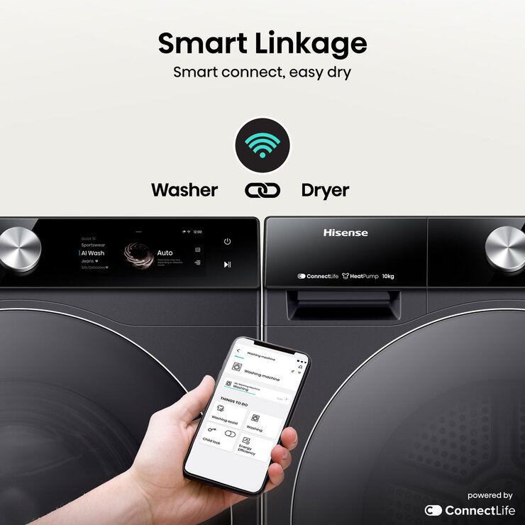 Hisense DH7S107BB, 10kg Heat Pump Tumble Dryer A+++ Rating in Black