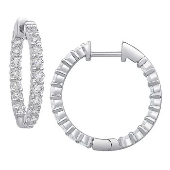 1.50ctw Round Brilliant Cut Diamond Inside & Out Hoop Earrings, 14ct White Gold