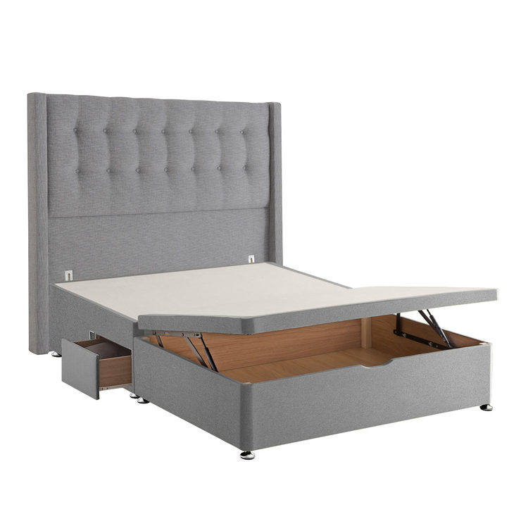 Silentnight Ottoman Divan Base with Bloomsbury Headboard in Slate Grey