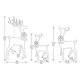 76 Inches (1.9m) Indoor / Outdoor Christmas Reindeer Family Set of 3 with LED Lights