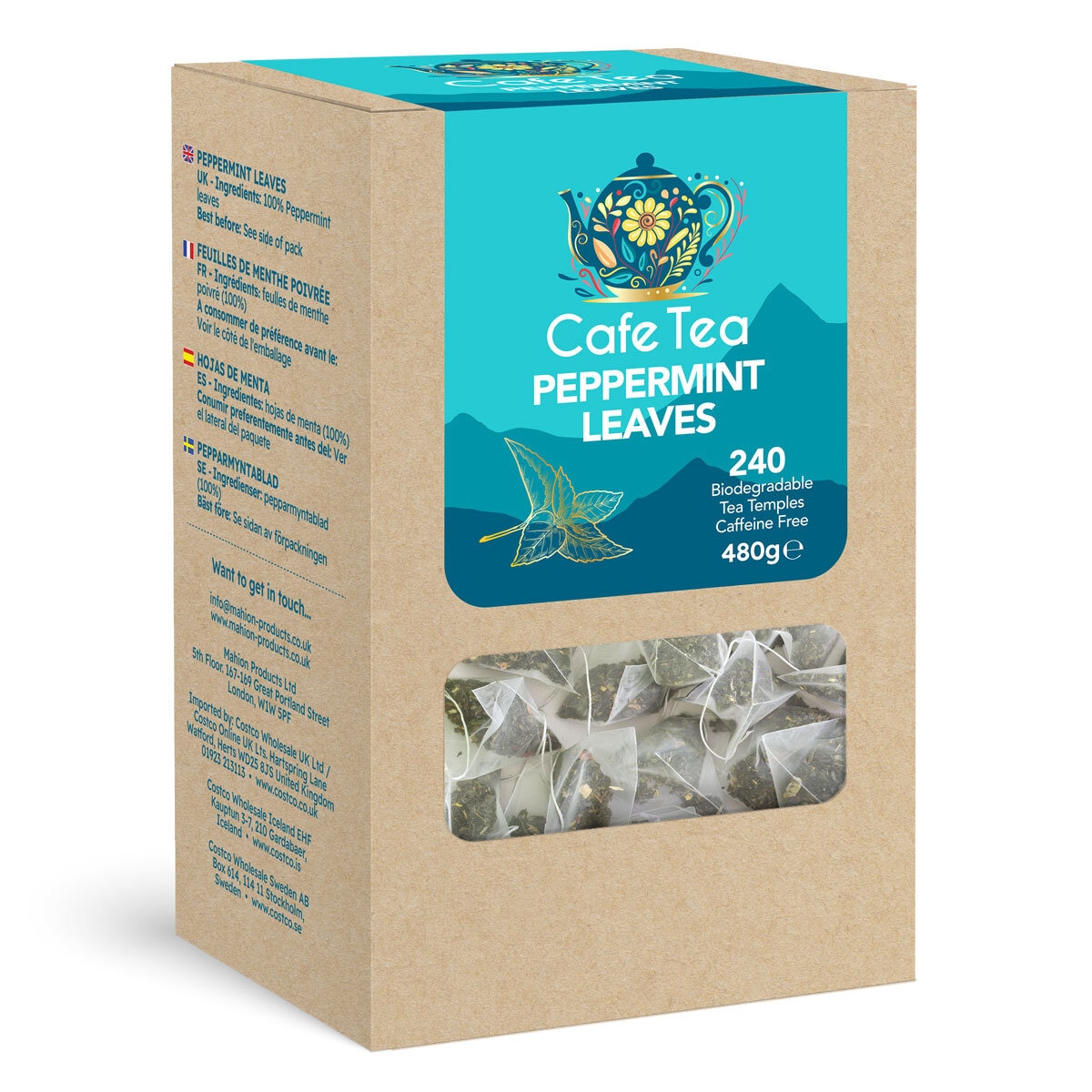 Cafe Tea 100% Peppermint Leaves, 240 Pack