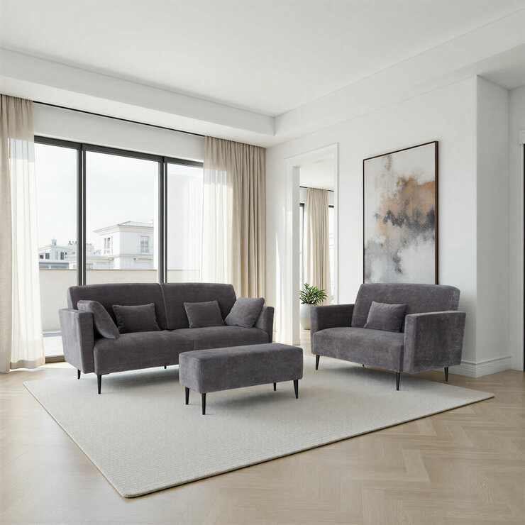 MOONAP Monroe Dark Grey Fabric Loveseat