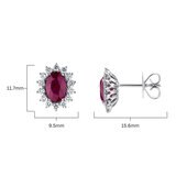 Oval Cut Ruby & 0.50ctw Diamond Earrings, 18ct White Gold