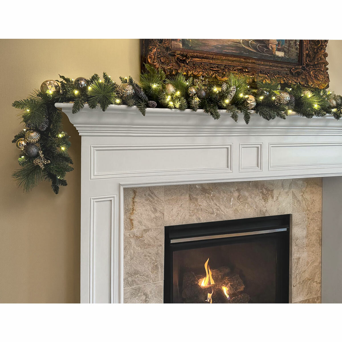 9 ft Pre-lit Christmas Artificial Garland With Twinkling LED Lights