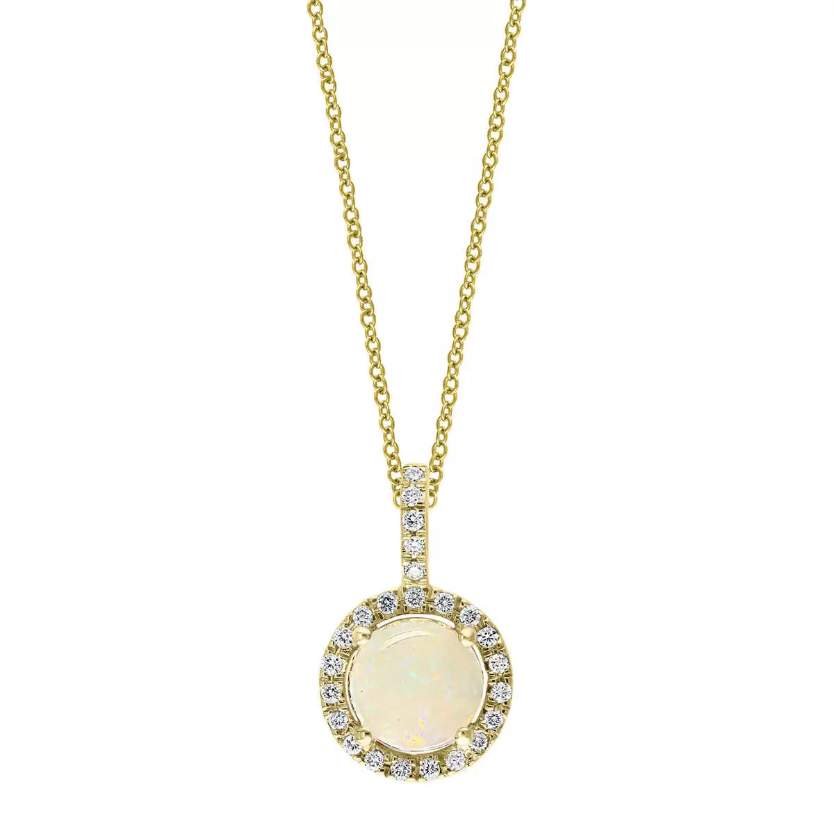 Australian Opal and Diamond Pendant, 14ct Yellow Gold