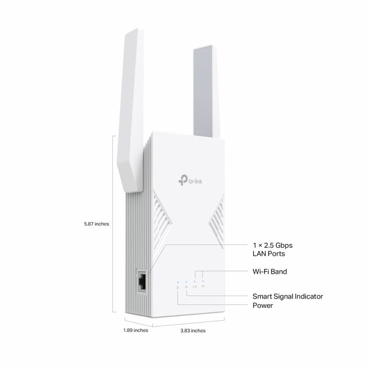 TP Link Dual-band WiFi 7 Range Extender, RE235BE