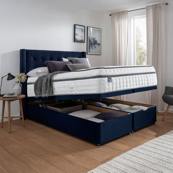 Silentnight Velvet Full Ottoman Divan Base with Bloomsbury Headboard in 2 Colours & 3 Sizes
