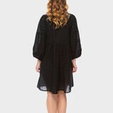 Elle Embroidery Anglaise Cotton 3/4 Sleeve Beach Dress in Black - XLarge