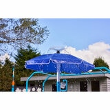 Lifestyle image showing the water coming out of the umbrella fountain Lifestyle image showing the water coming out of the umbrella fountain