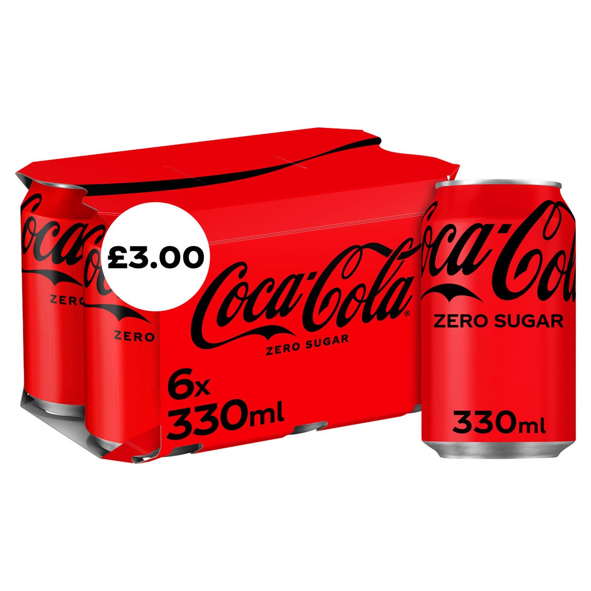 Coca Cola Zero Sugar Multipack Cans PMP £3.00, 6 x 330ml