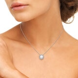 7.5-8mm Cultured Freshwater White Pearl & 0.25ctw Diamond Necklace, 14ct White Gold
