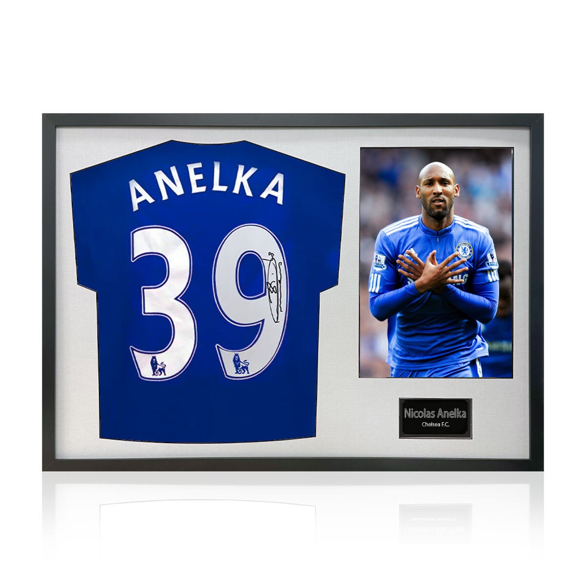 Nicolas Anelka Signed Framed Chelsea Football Shirt including 1 Photo in 2 Options: White or Black Mount