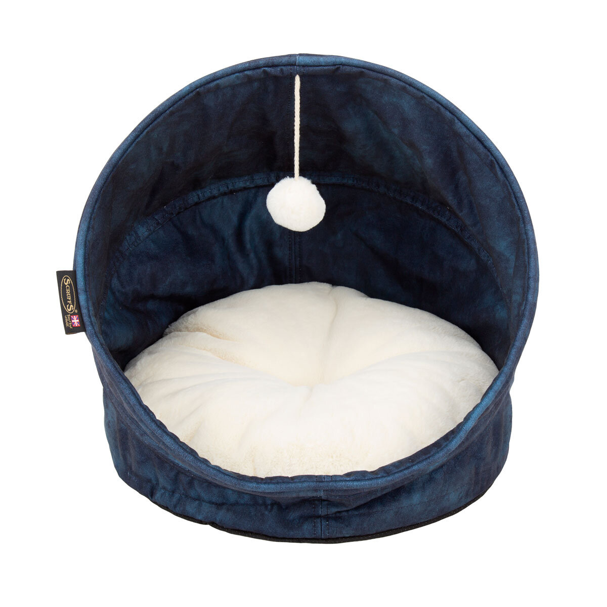 Scruff Kensington Cat Bed, 44cm/17" in Navy