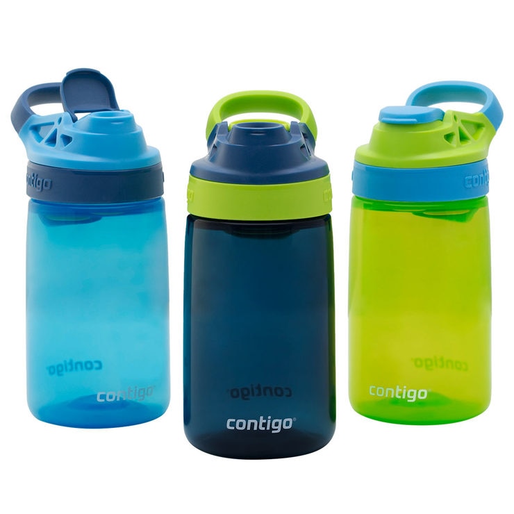 Contigo Autoseal Gizmo Sip Kids 415ml Water Bottles, 3 Pack in Navy