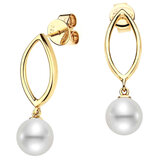 7-7.5mm Cultured Freshwater Pearl Marquise Drop Earring, 18ct Yellow Gold