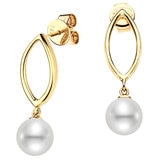 7-7.5mm Cultured Freshwater Pearl Marquise Drop Earring, 18ct Yellow Gold