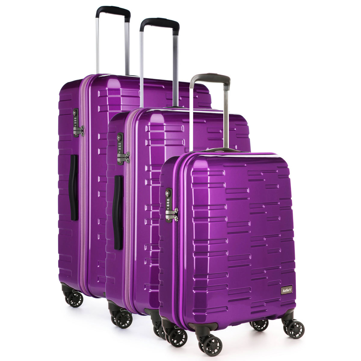 Antler Prism NX 3 Piece Hardside Suitcase Set, Purple | Costco UK