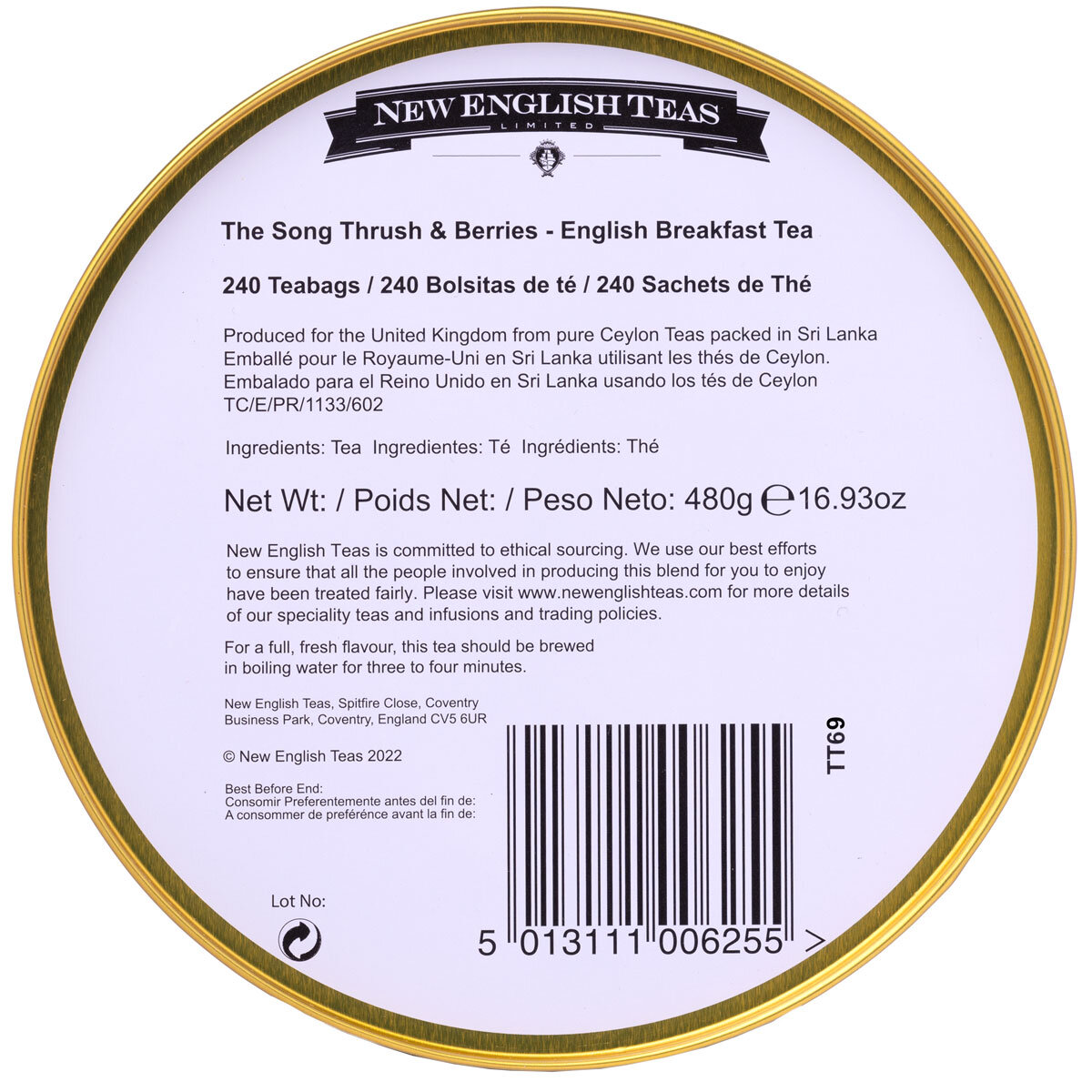 bottom of tin showing label