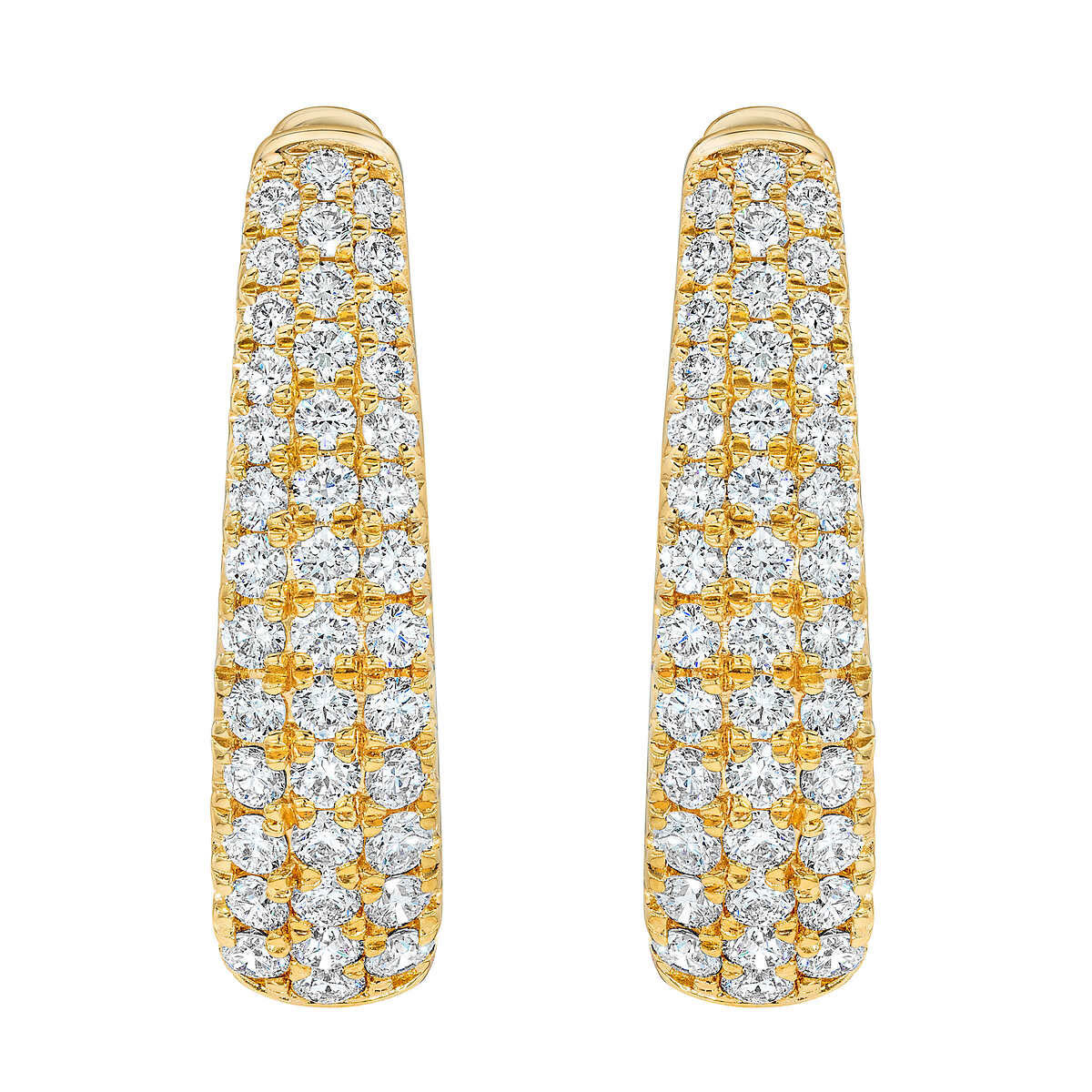 1.75ctw Diamond Hoop Earrings, 14K Yellow Gold