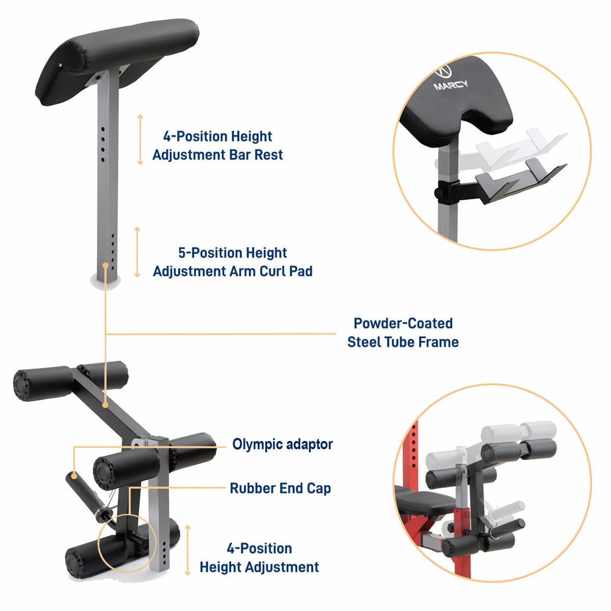 Marcy MWB-7096KT Olympic Weight Bench with Accessories