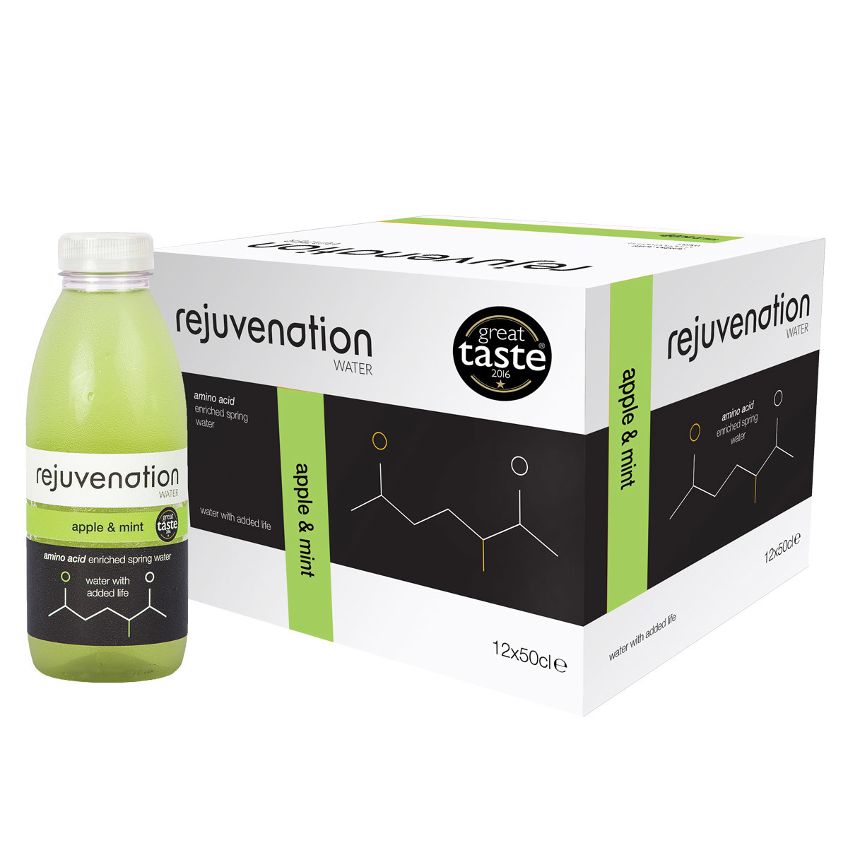 Rejuvenation Water Apple & Mint Amino Acid Enriched Spring Water, 12 x 500ml