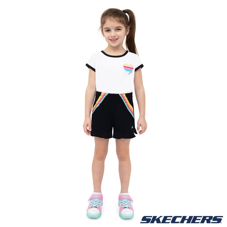 Skechers Kids Tee & Short 3 Piece Set in White, 2-3 Years