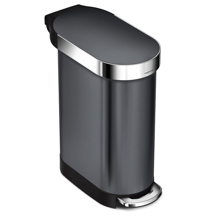 simplehuman 45 Litre Stainless Steel Slim Pedal Bin in Black Costco UK