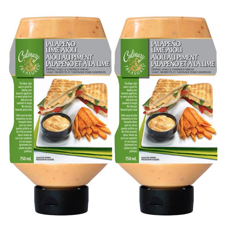 Culinary Treasures Jalapeno Lime Aioli Dipping Sauce, 2 x 750ml Costco UK