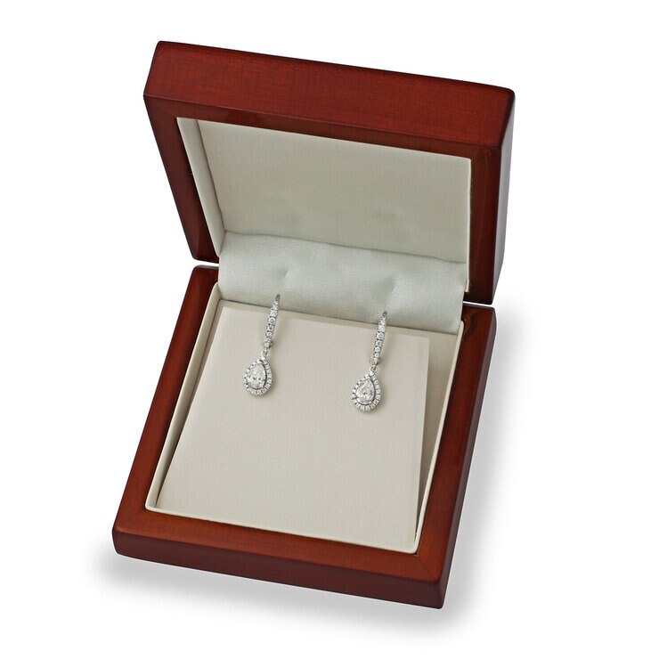 1.14ctw Pear Cut Diamond Halo Earrings, 18ct White Gold 1.14ctw Pear Cut Diamond Halo Earrings, 18ct White Gold