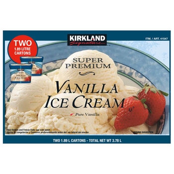 Kirkland Signature Premium Vanilla Ice Cream, 2 x 1.89L