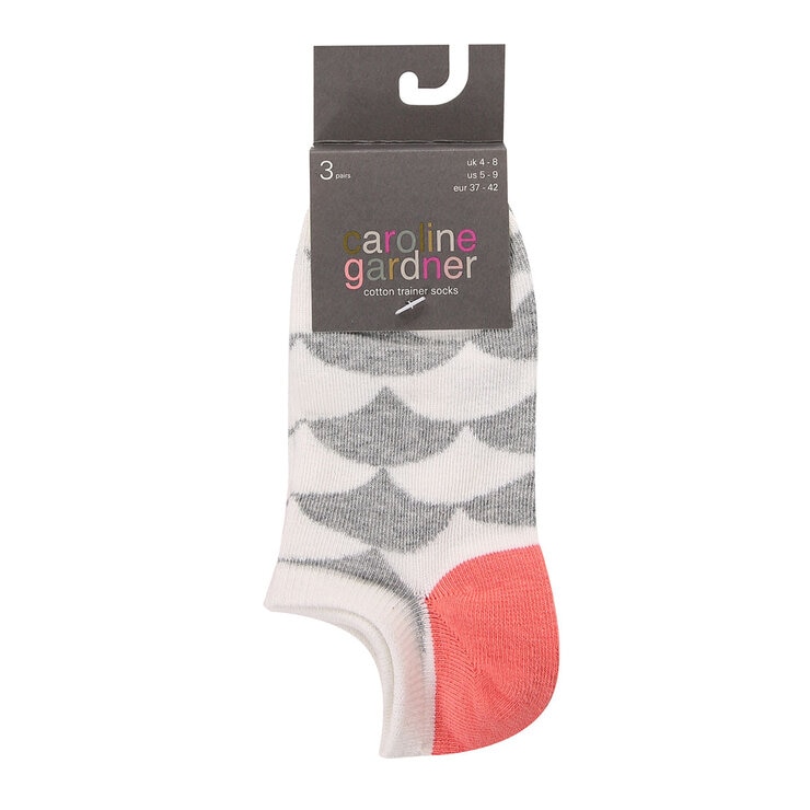 Caroline Gardner Ladies Trainer Sock 6 Pack in Grey