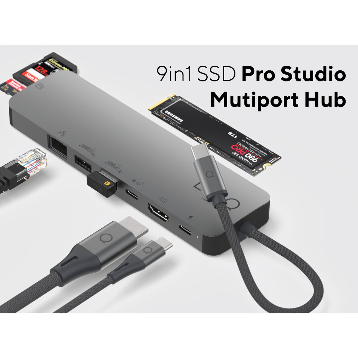 Pro Studio USB-C 10Gbps Multiport Hub with PD, 4K HDMI, NVMe M2 SSD, S –  LINQbyELEMENTS