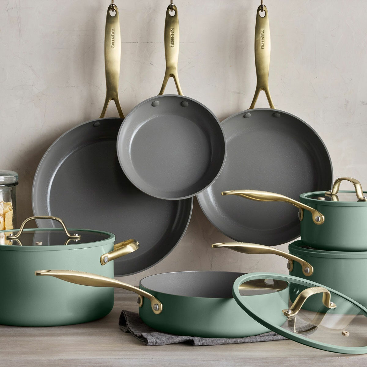 GreenPan Jewel Pro Cook Set, 15 Piece in Green
