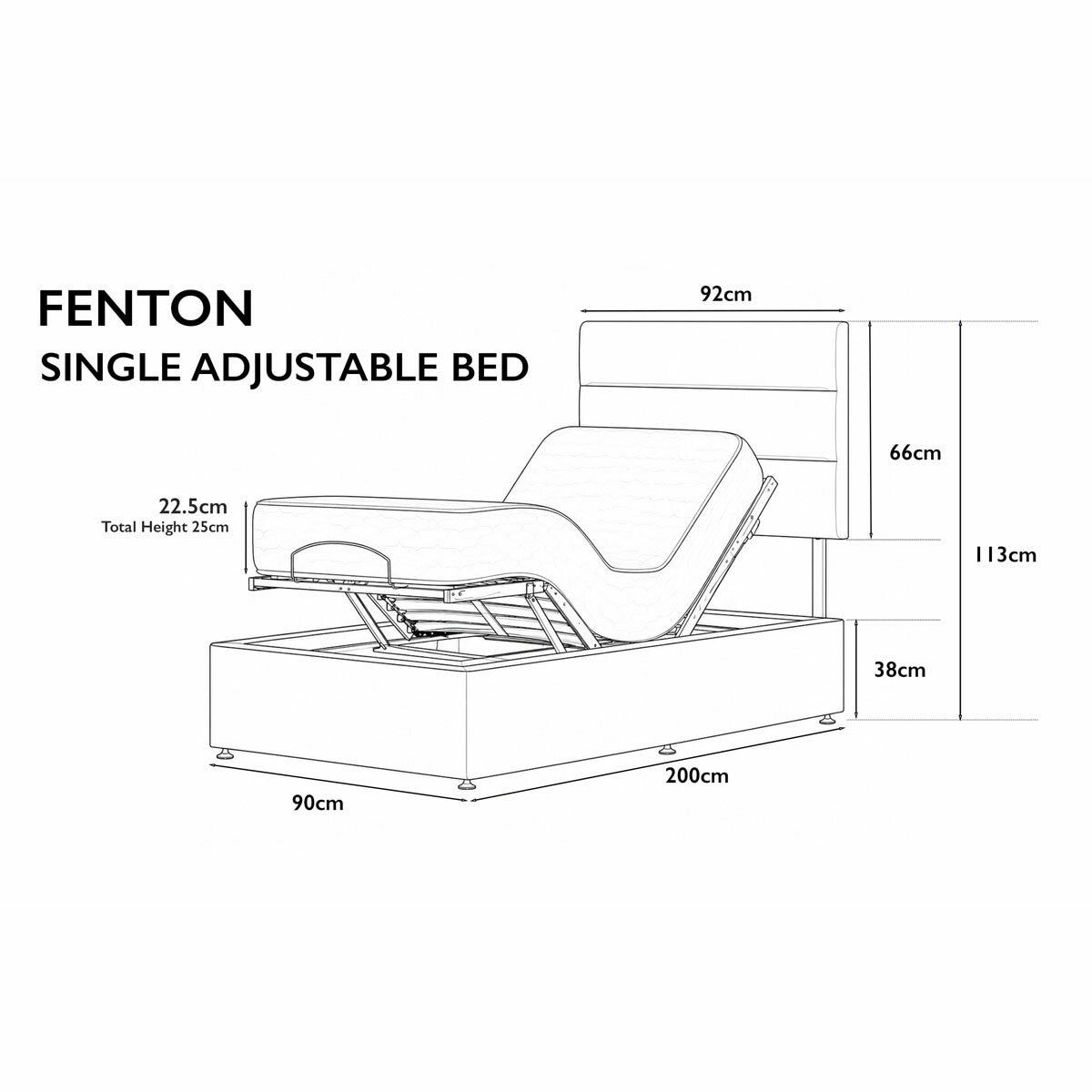 Highgrove Fenton Grey Fabric Electric Adjustable Bed Base With Medium Memory Foam Mattress Highgrove Fenton Grey Fabric Electric Adjustable Bed Base With Medium Memory Foam Mattress