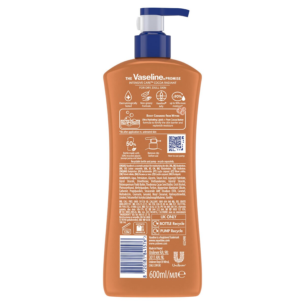 Vaseline Cocoa Radiant Lotion, 3 x 600ml