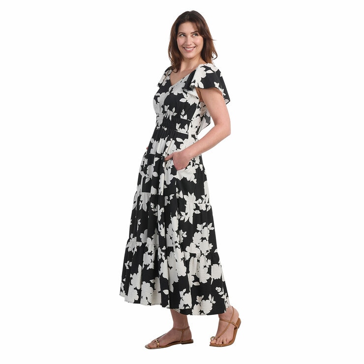 Dalia Ladies Tiered Maxi Dress in Black