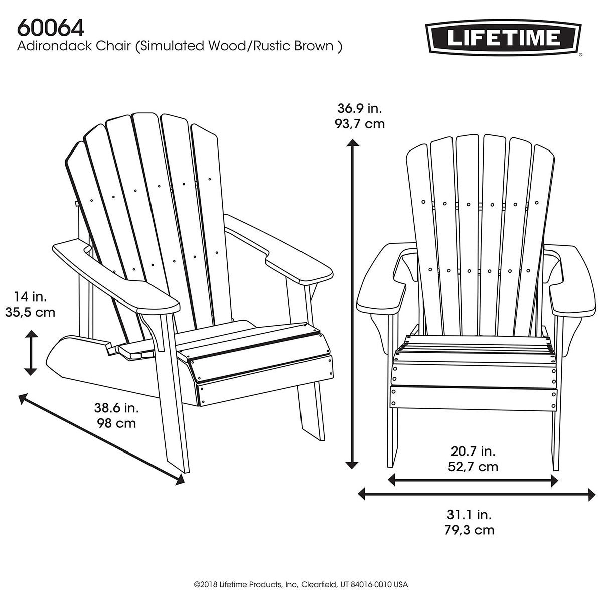 Lifetime Adirondack Chair - Model 60064